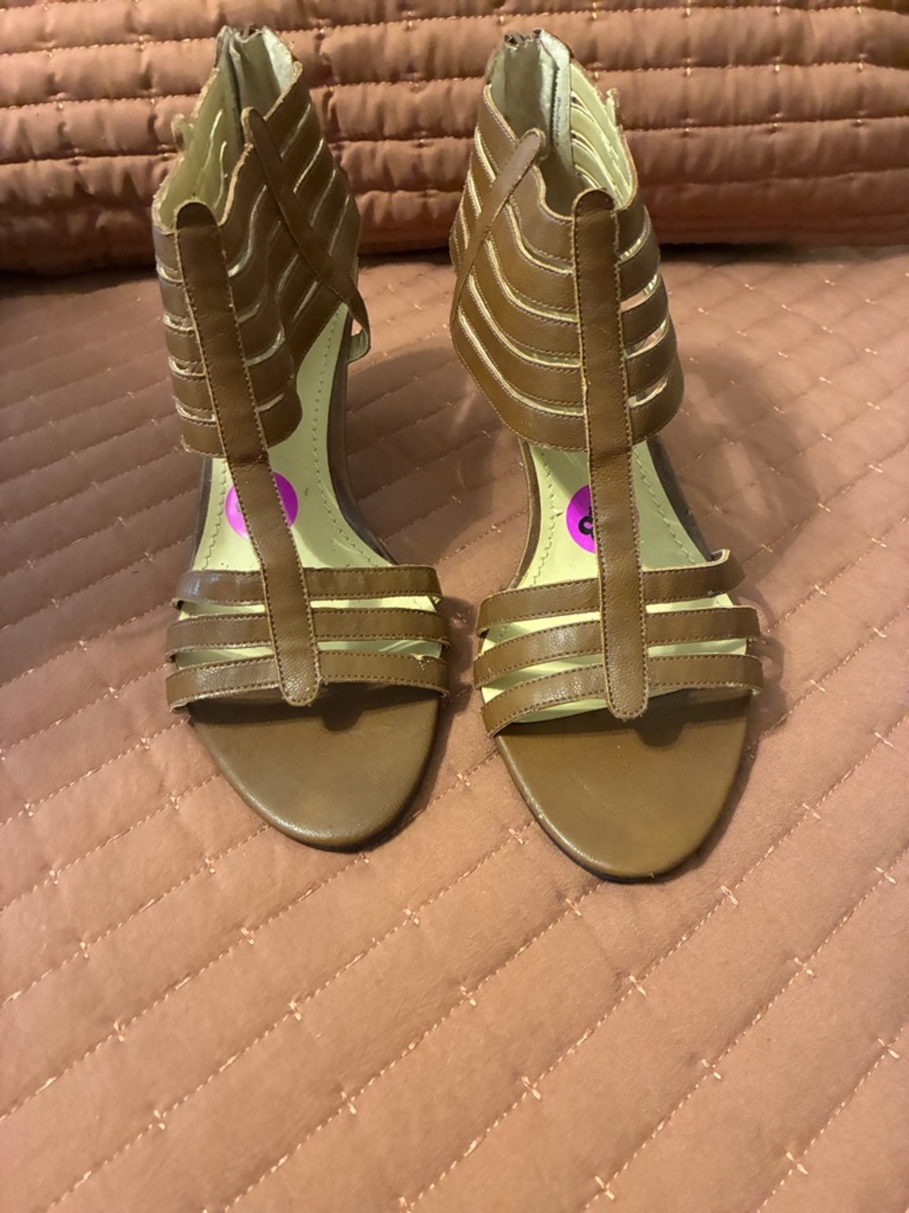 Nine West Brown Strappy T‑Bar Heels - Summer Sandals